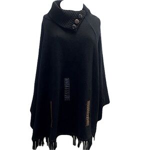 Fiore Bella Black Wool Knit Poncho